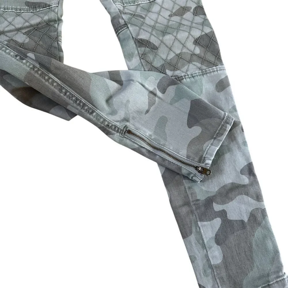 Abercrombie & Fitch Women's Camo Skinny Moto Jeans Size 0 Ankle Zippers